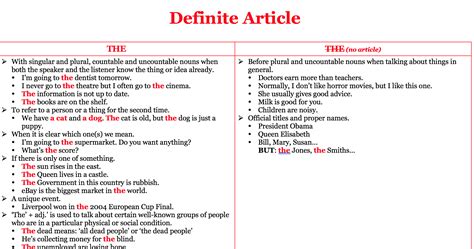64 Free Definite Article Worksheets