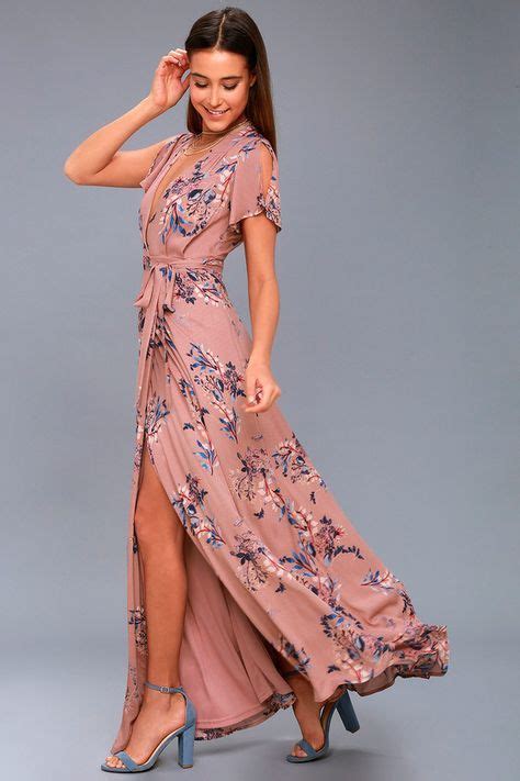 Fiorire Rusty Rose Floral Print Wrap Maxi Dress Maxi Dress Blush