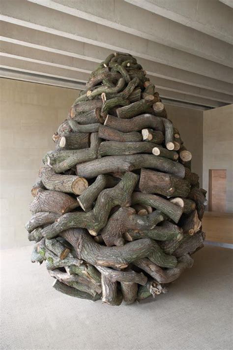 Andy Goldsworthy Stacked Oak Sculpture Textile Wood Sculpture Metal