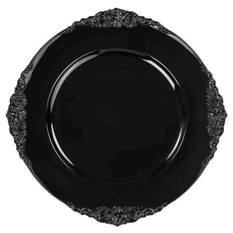 Vintage Round Charger Plate Black Cv Linens