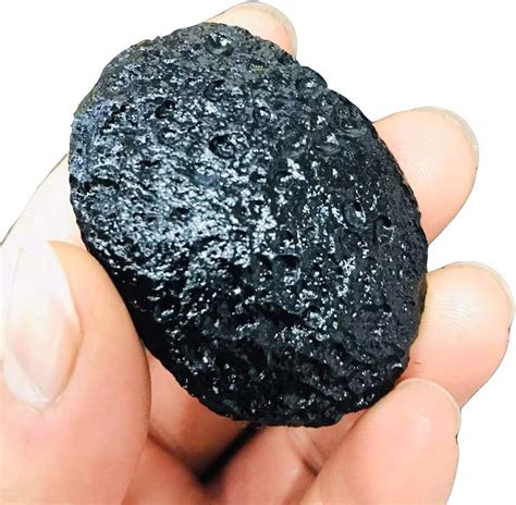 1pcs Raw Natural Stone Meteorite Quartz Oval Stone Rough Black Tektite