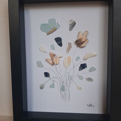 Sea Glass Butterfly Sea Shell Flowers Pebble Art Pic Etsy Glass Art Pictures Sea Glass