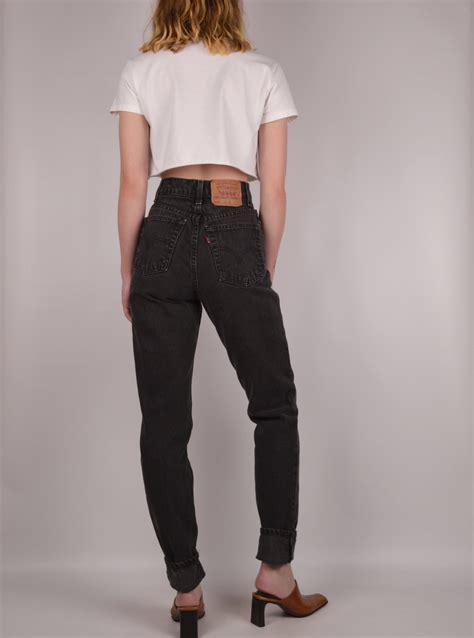 Vintage Levis 512 25w Slim Tapered Black Denim High Waist Jeans