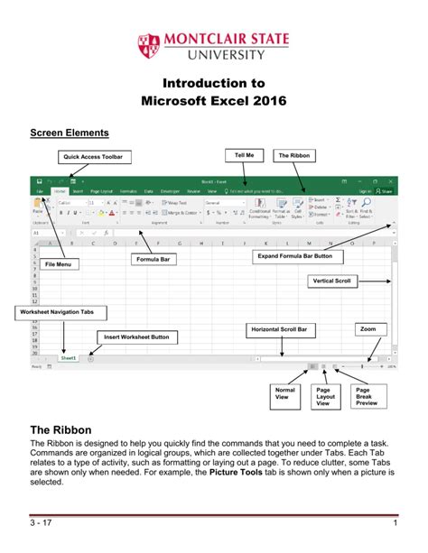 Introduction To Excel 2016