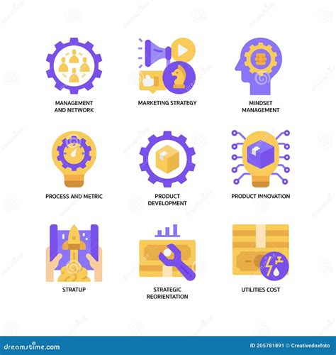 Business Model Canvas Icons Set Stock Vector Illustration Of Stratup