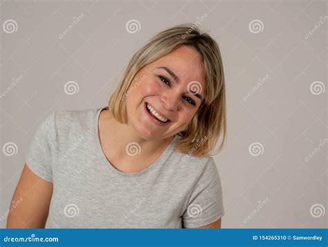 Portrait Of Young Attractive Cheerful Woman With Smiling Happy Face