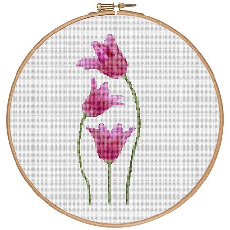 More For Free Three Tulips Counted Cross Stitch Pattern Pdf Instant