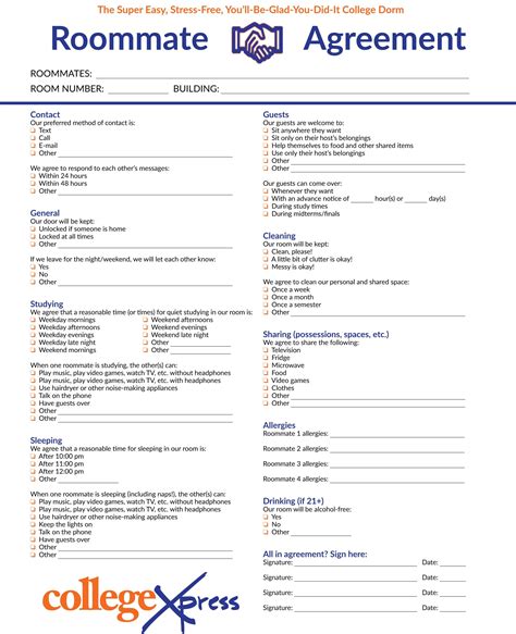 Roommate Rules Printable Form Printable Forms Free Online