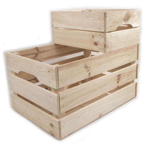 Wooden Crates Storage Boxes 2 Sizes Plain Unpainted Pinewood To