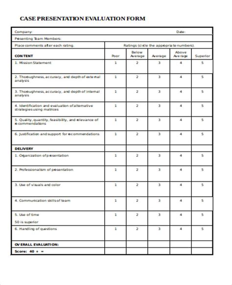 Free 9 Sample Presentation Evaluation Forms In Ms Word