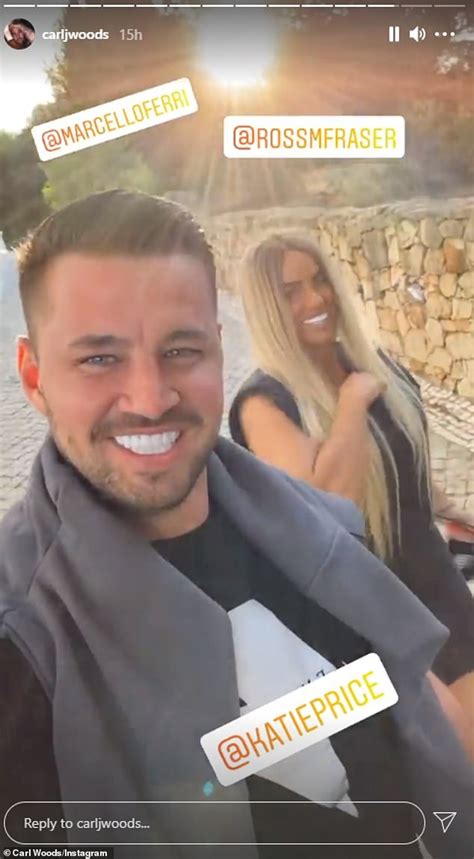 carl woods pretends to push katie price off a cliff as they lark around on portuguese break