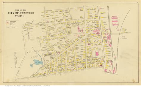 Concord Ward 4 New Hampshire 1892 Old Town Map Reprint Hurd State