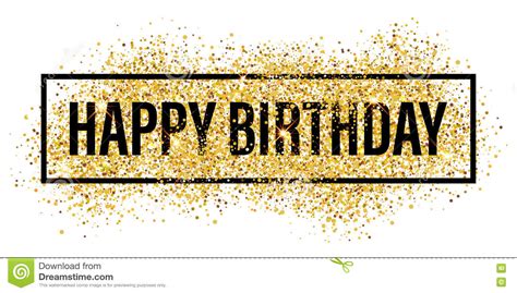 Birthday Greeting Card Gold Glitter Flare Background Stock