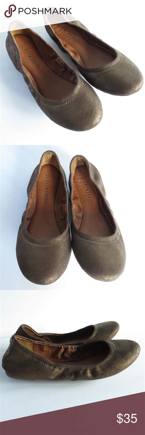 Soldlucky Brand Leather Ballet Flats Bronze Brown Leather Ballet