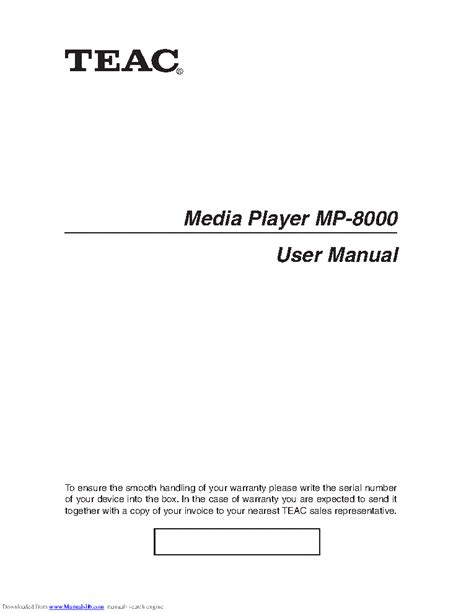 Teac Mp 8000 Media Player User Manual Service Manual Download