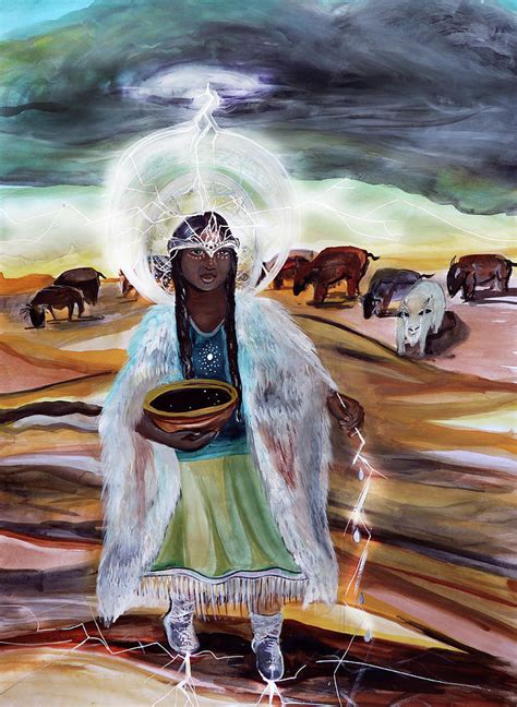 White Buffalo Calf Woman Plants The Seeds Of The Pleiades Painting By