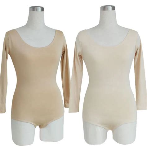 2 Colors Long Sleeves Spandex Ballet Tops Skin Color Underwear Lady Dance Leotard Women Adults