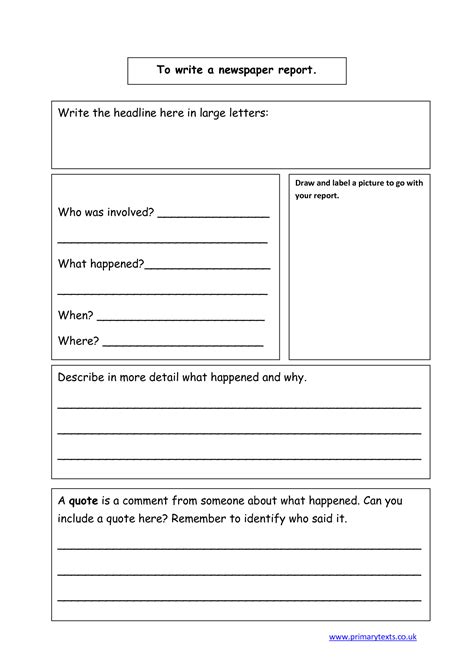 After learning about writers and what they do, each student will write a newspaper story. writing Template | Newspaper Book Report Template | Book ...