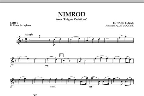 Jay Bocook Nimrod From Enigma Variations Pt3 Bb Tenor Saxophone