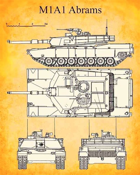 8 X 10 Tin Sign M1 Al Abrams Tank Drawing Patent Optional Etsy
