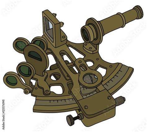 hand drawing of a vintage brass sextant stock vector adobe stock