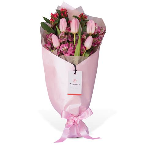 Ramo De 6 Tulipanes Rosados Alirosas Florería Online Flores Delivery