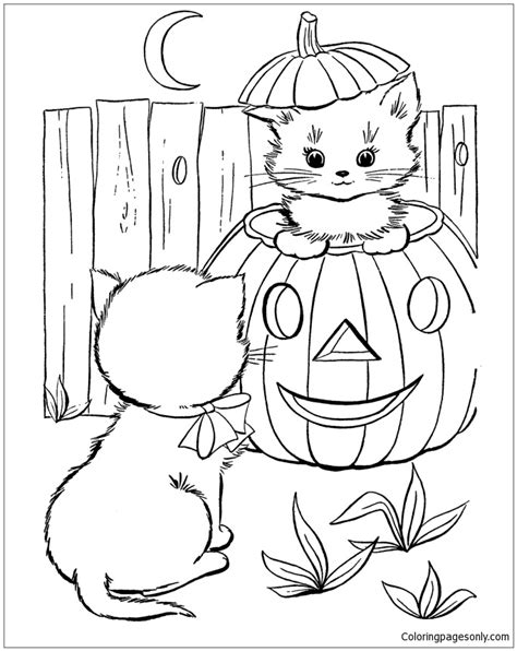 Halloween Cat Coloring Pages - Halloween Coloring Pages - Coloring