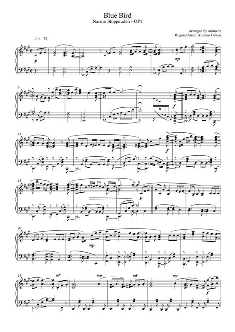 Animenz ↓anime piano music playlists by genre are available here↓ thank you for. Blue Bird - Naruto Shippuden sheet music | Sheethost ...