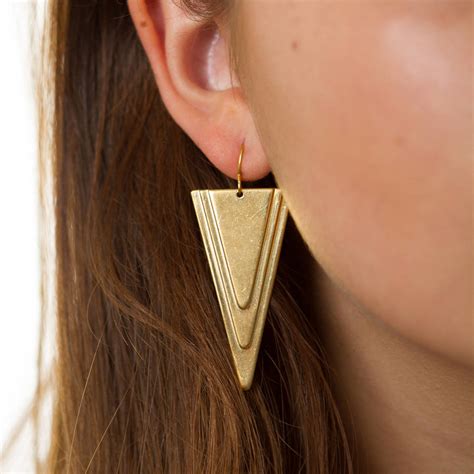 Gold Triangle Drop Earrings By Storm In A Teacup Notonthehighstreet Com
