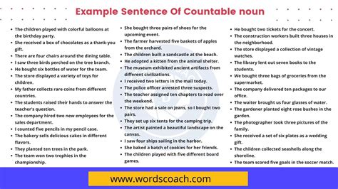 110 Example Sentence Of Countable Noun Word Coach