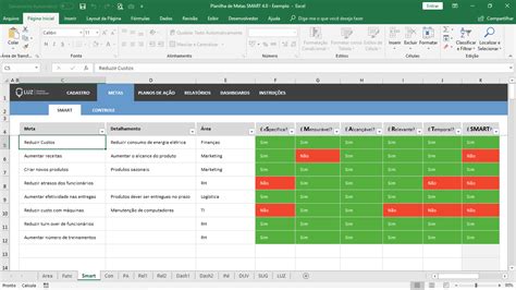 Planilha De Metas E Objetivos Smart Em Excel Planilhas Prontas