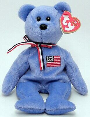 Ty America Blue Beanie Baby Memorial Bear Usa Flag Retired Mwmt