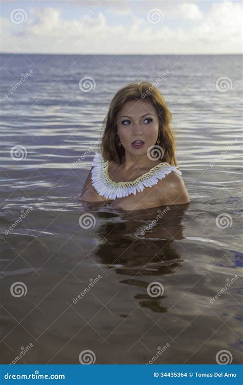 Beautiful Girl Topless In The Ocean Stock Photo Image Of Pacific