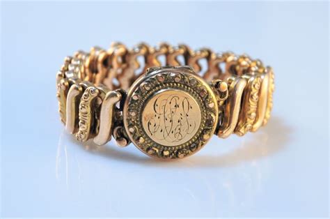 Vintage Gold Filled Sweetheart Expansion Bracelet Victorian Monogramed