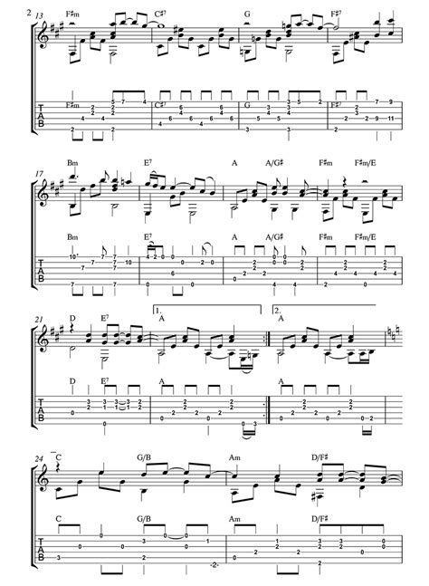tears in heaven arranged for fingerstyle guitar solo in both tab and notation