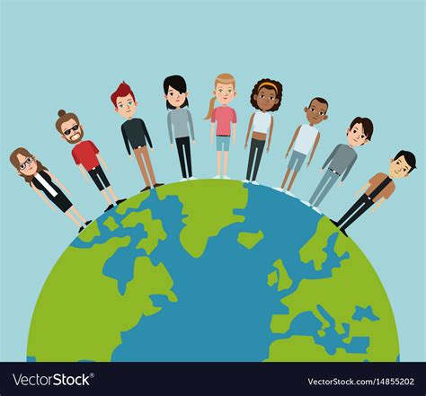 Cartoon World Community People Young Royalty Free Vector