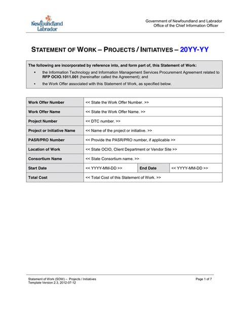 Statement Of Work Template Download Free Documents For Pdf Word And