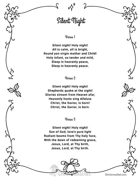 silent night lyrics free printable printable templates