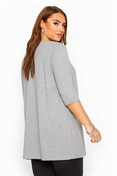 Grey Marl Tunic With Pleated Front Yours Clothing