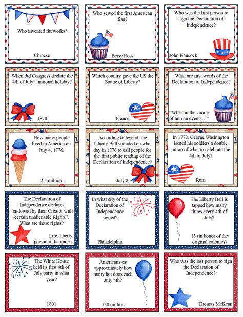 Printable pdf files for this fourth of july trivia game includes: Free Printable 4th of July Trivia