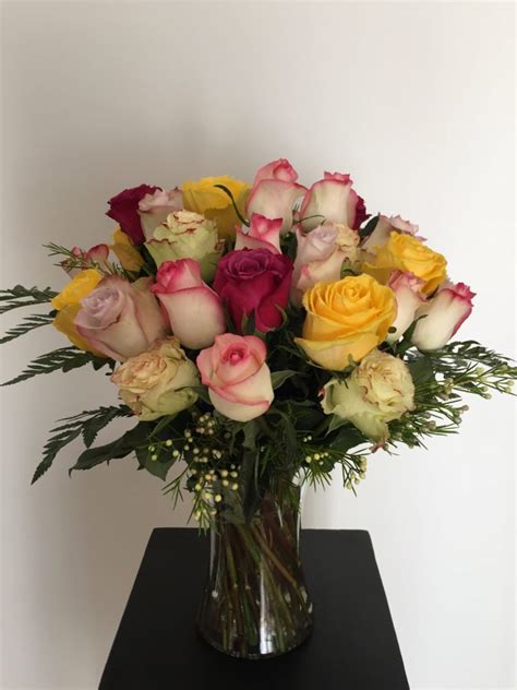 Colourful Roses Vase Arrangement Frances Dunn Florist