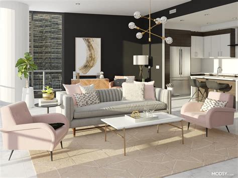 Pink Gray And Glam Dazzle Living Room Design Ideas And Photos