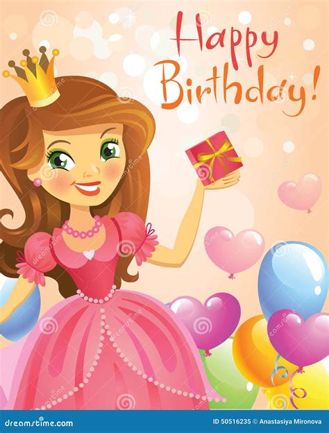 Happy Birthday Princess Greeting Card Stock Vector Image 50516235