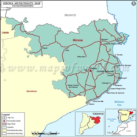 Girona Municipality Map Catalonia Spain