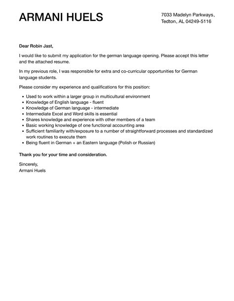 German Language Cover Letter Velvet Jobs