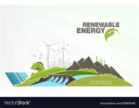Evolution Renewable Energy Concept Greening Vector Image