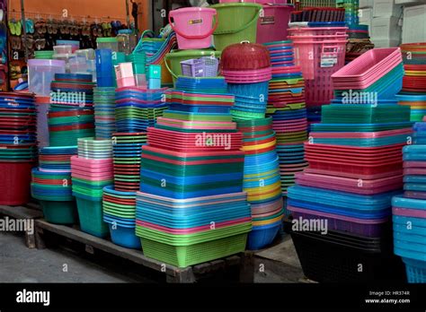Colorful Plastic Household Goods For Sale At A Thailand Hardware Store