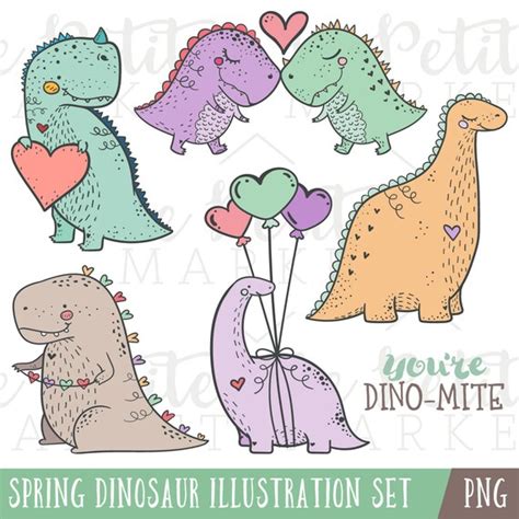 Cute Pastel Dinosaur Clip Art Set Dinosaur Illustration Set | Etsy