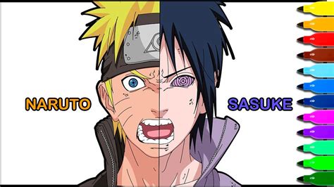 Colouring Naruto Sasuke Face Split Naruto Shippuden Coloring Pages