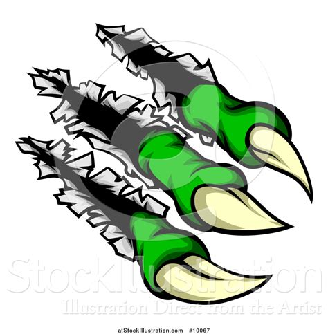 Vector Illustration Of A Sharp Green Claws Shredding Through Metal By